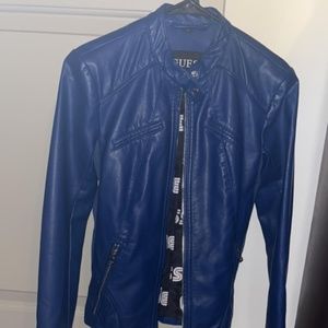 Like New- Blue Guess Leather Jacket